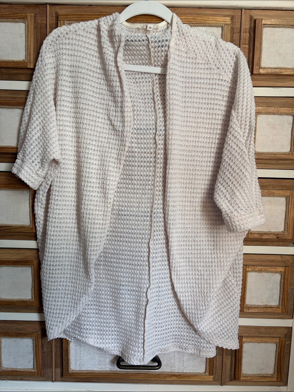Rolla Coster Cream Open-Front Waffle Knit Cardigan